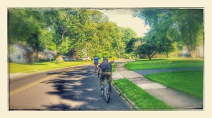 riding with my older two kids