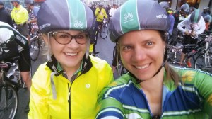 Elizabeth and I at the start of the 5 Boro Tour. 